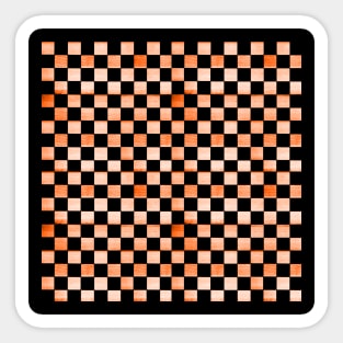 Black and Orange Checkered Wood Pattern Sticker